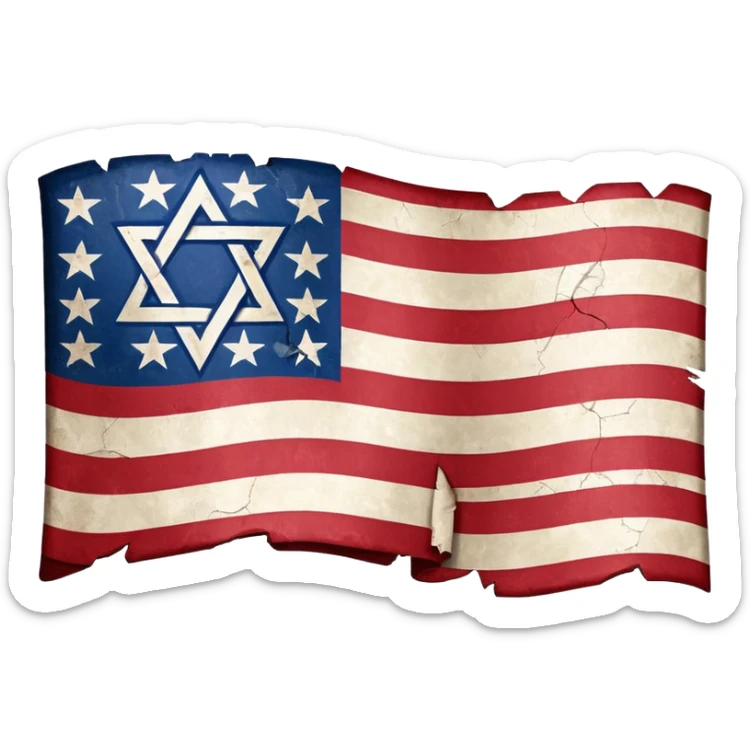United States flag with a swastika symbol and star of david symbol on the flag sticker