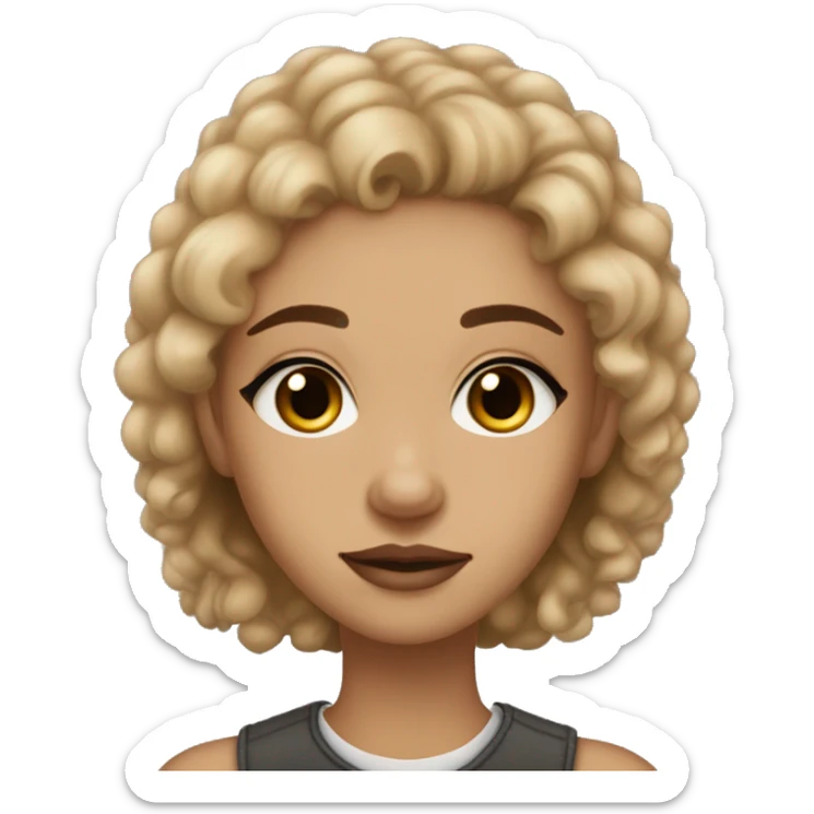 Light skin girl with light brown hair & hazel eyes & freckles & a septum piercing & long eyelashes  sticker