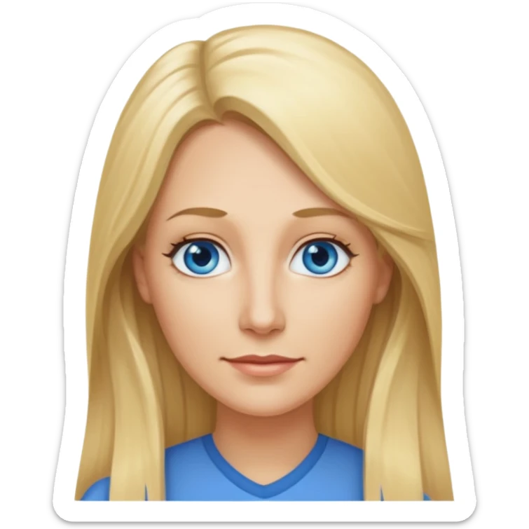 a 40 year old teacher with long blonde hair and blue eyes long face smaller eyes sticker