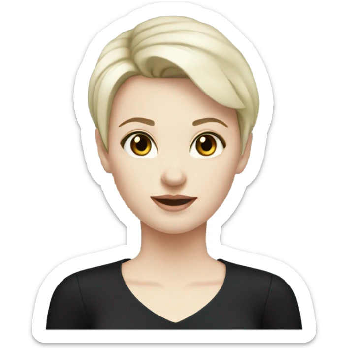 pale skin young woman with black short hair blouse sticker