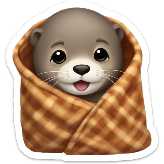 otter cozy in blanket sticker
