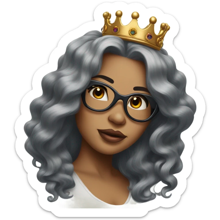 Pinupx long length hair and a crown and tattoos and glasses sticker