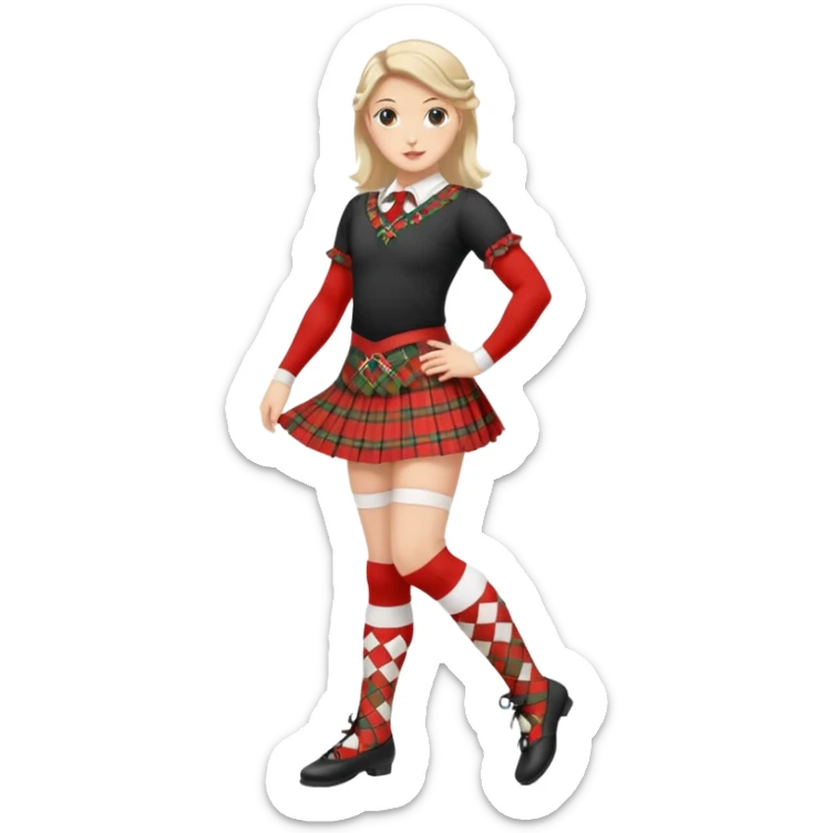 Highland dancing argyle just over the knee socks, tartan miniskirt and highland dancing shoes sticker