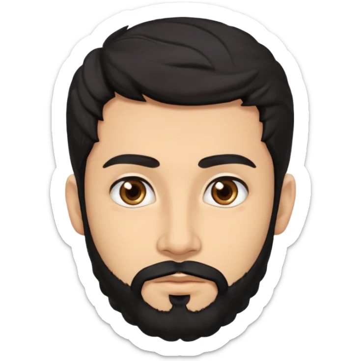 young lightskin Pakistani man with black beard wavy hair and almond shaped brown eyes and thick eyebrows sticker