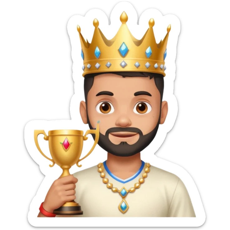 Virat Kohli with tears of joy with crown and trophy  sticker