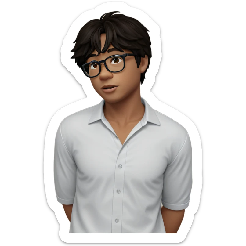 male in white shirt indoors sticker