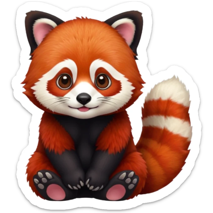 Make a logo of a red panda but instead of ginger fur, its fur is crimson red sticker
