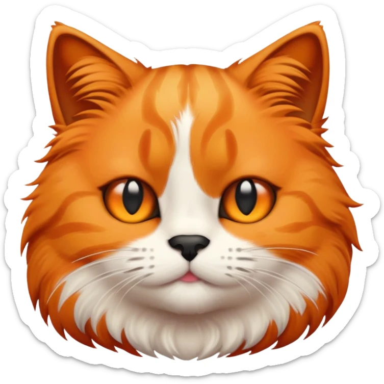 An emoji of an orange cat with a black birthmark by her right nose sticker
