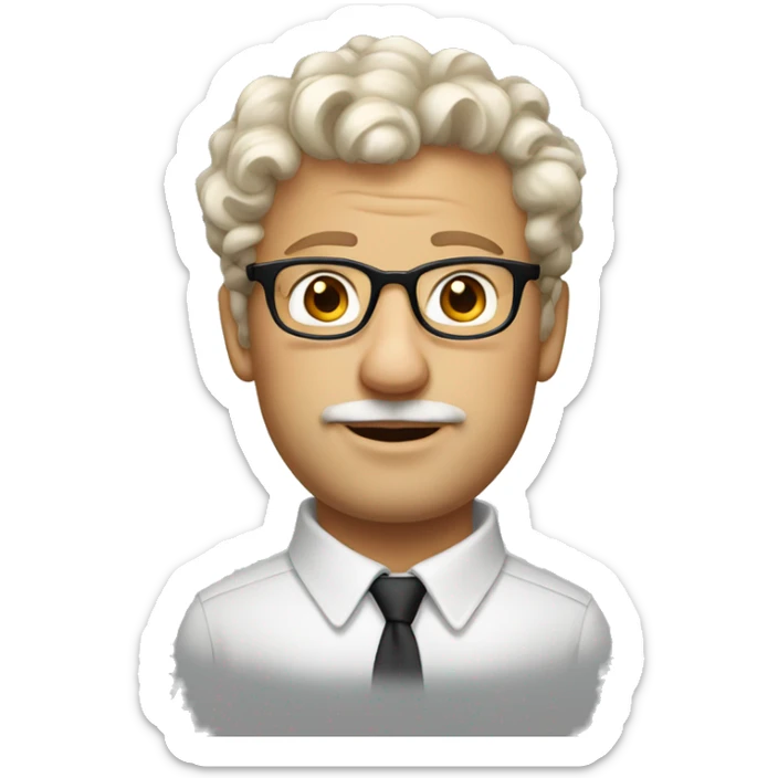 A polish white dude with rectamble glasses and short brown curly hair sticker