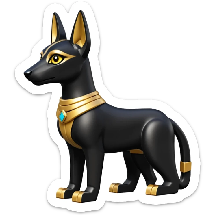  Short-eared Lego Black fur gold beautiful female anubis puppy statue posed  sticker