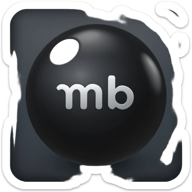 Black Ball with MB written on in the middle of it. Nothing else no holes or anything. sticker