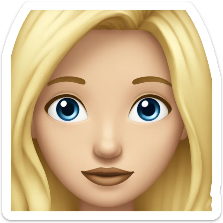 una chica rubia, pelo largo, con ojos azules y piel blanca sticker