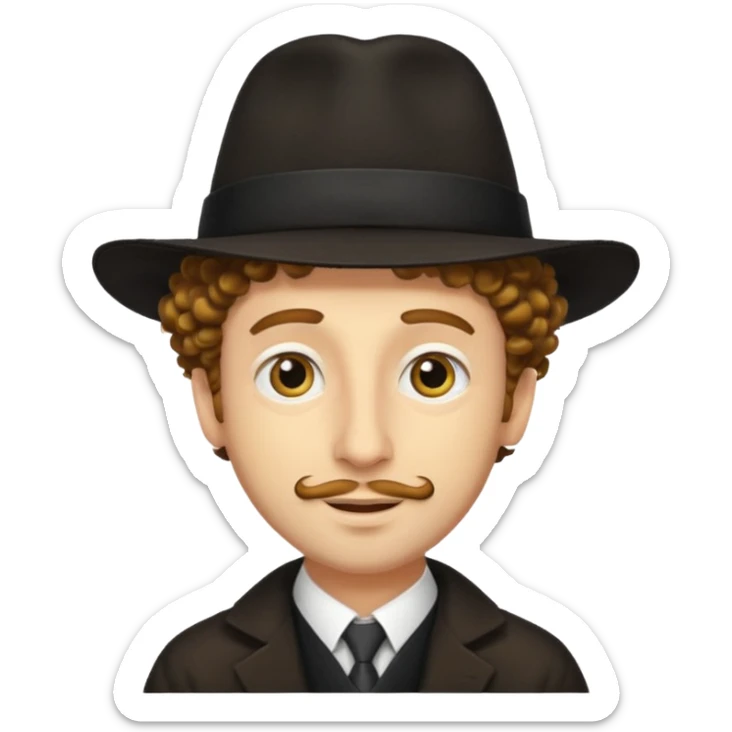 A yellow Jewish guy with the hair and nose and hat sticker
