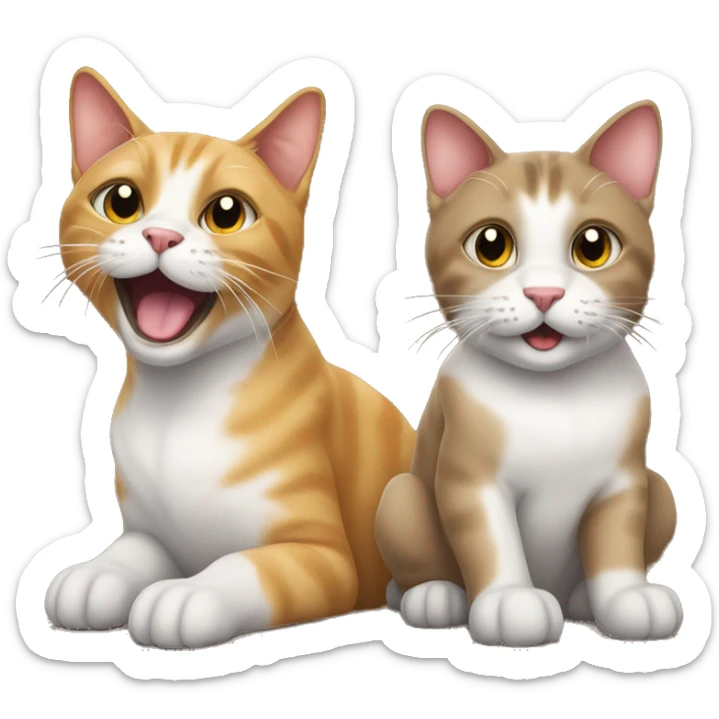 Cat The cat sits on the dog and they The cat is sitting on the dog and they are smiling  sticker