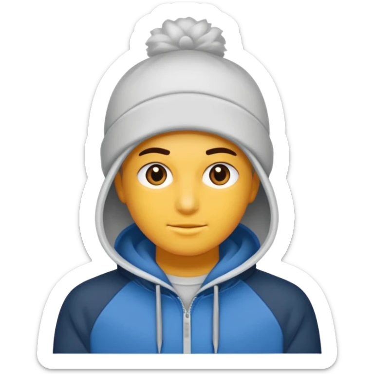 Saçı arkadan bağlı beyaz tenli kirli sakallı 24 yaşlarında üzerinde gri kapüşonlu sweat olan bir erkek çiz sticker