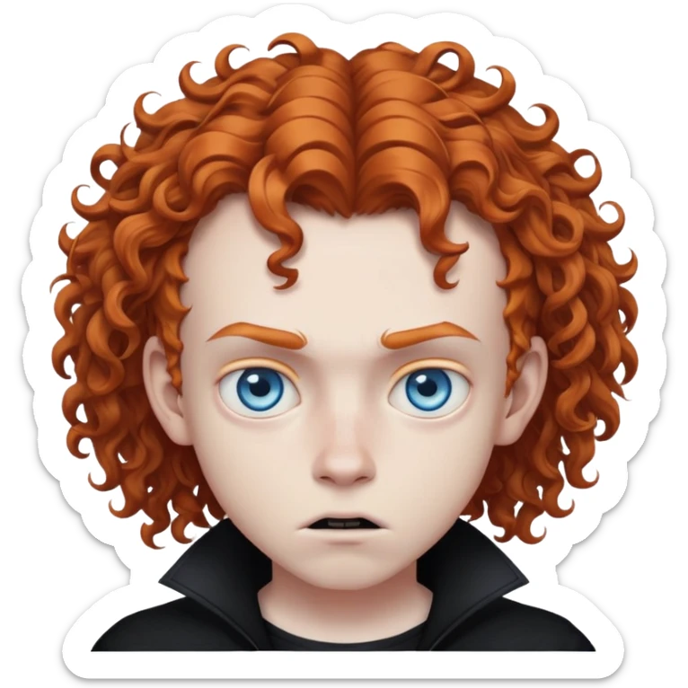 mad goth teen boy with curly ginger hair and blue eyes sticker