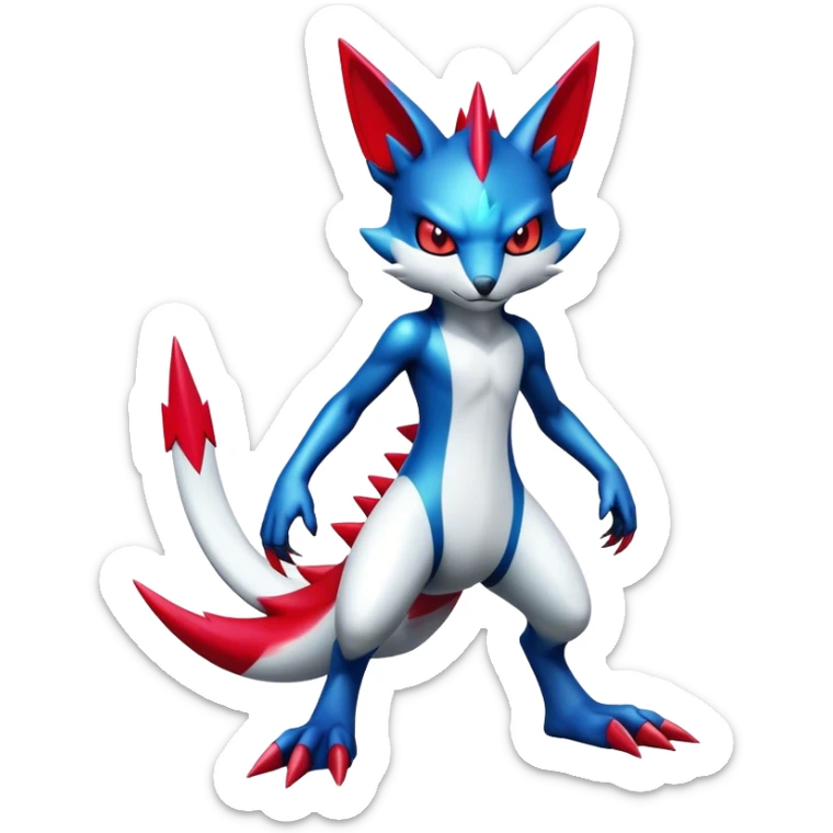 Cool Edgy Badass Shiny Futuristic Digimon-Sneasel-Zangoose-hybrid full body sticker