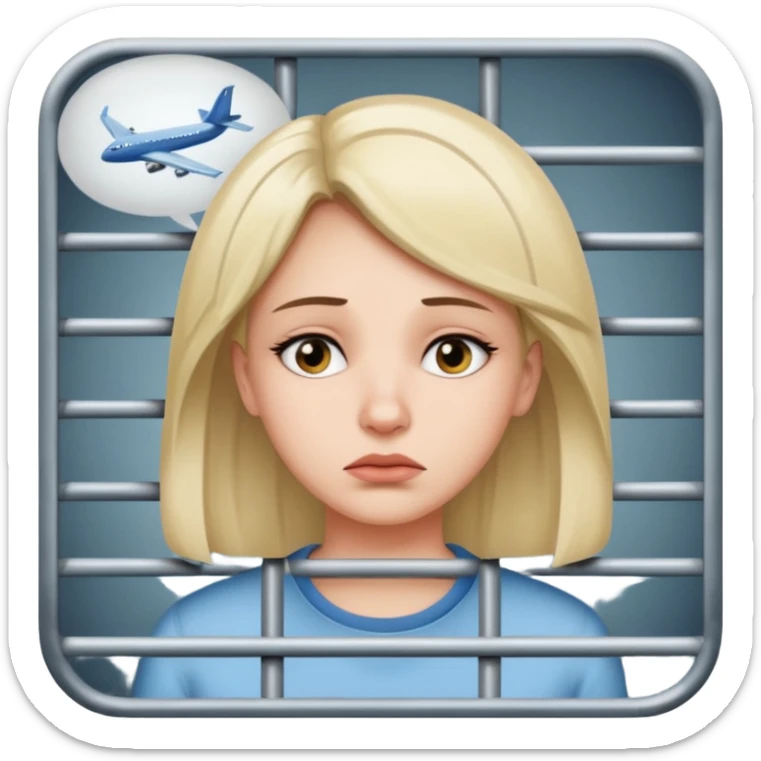 Still wild, but you’ll realize they’re wiser than they seem. Freedom is their top priority — don’t try to cage them.
woman behind bars sad with a text bubble thinking about airplanes sticker