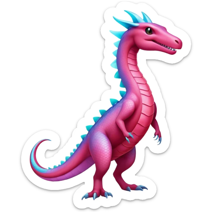Colorful Iridescent Exotic Aurorus-Salazzle-Salamence-Fakémon-hybrid-creature (full body)  sticker