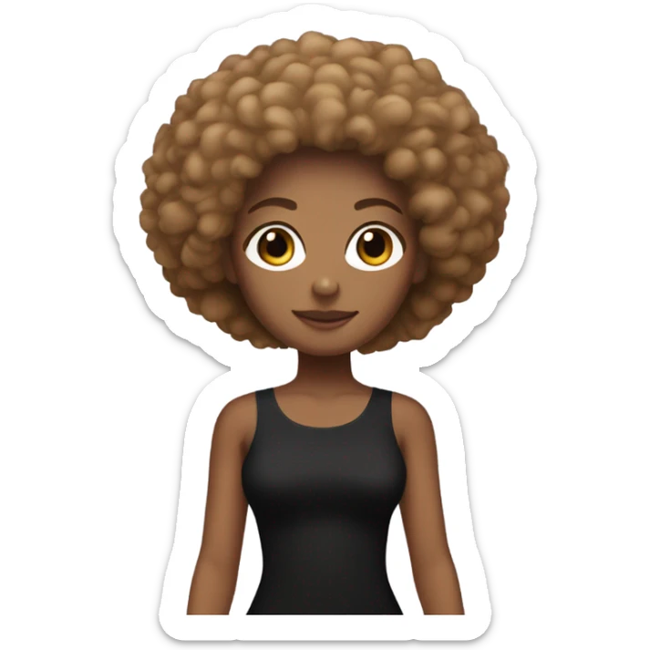 Girl with tan skin and Afro full body black bodycon dress sticker