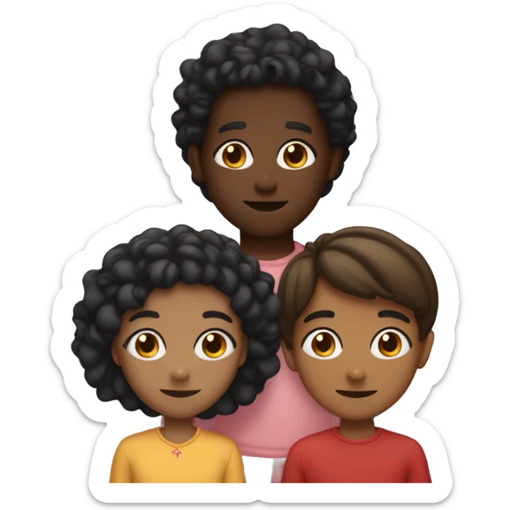 A black girl in the middle two black guys on the side with hearts on the boys heads  sticker