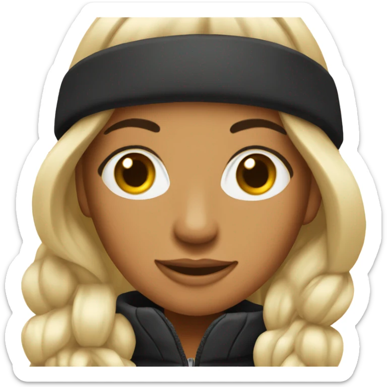 Tanned woman with long black hair as a ski girl sticker