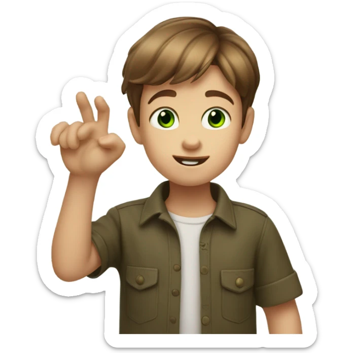 Little boy with short brown hair and green eyes showing his hands like claws  sticker