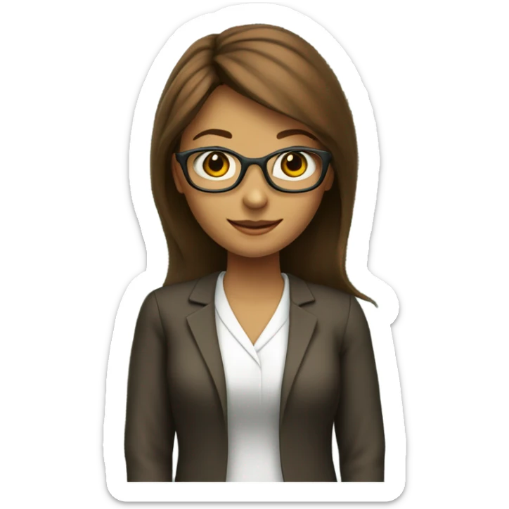 Teacher girl with brown hair on the background of a blackboard sticker