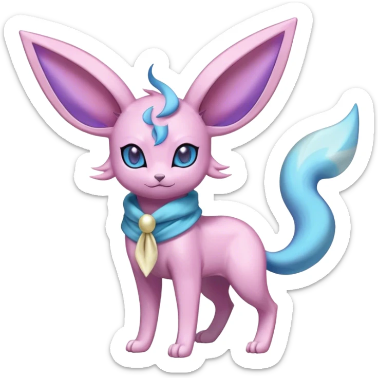 Shiny Cool Sparkly Cute Espeon-Glaceon-Sylveon-Fakemon-hybrid-fusion with a scarf full body sticker