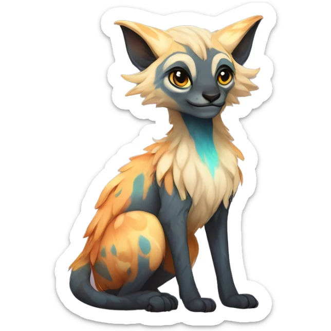 Colorful vernid fantasy creature LiLaiRa GriffSnuff Kamirah Falvie whiskers paws full body sticker