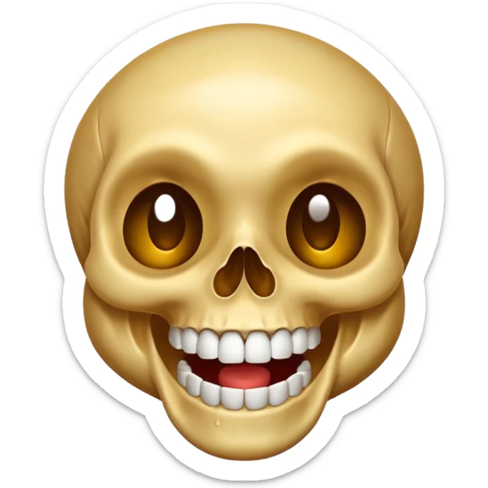 laughing skull, iOS emoji style, tears of laughter, open jaw, lively eyes, energetic vibe sticker