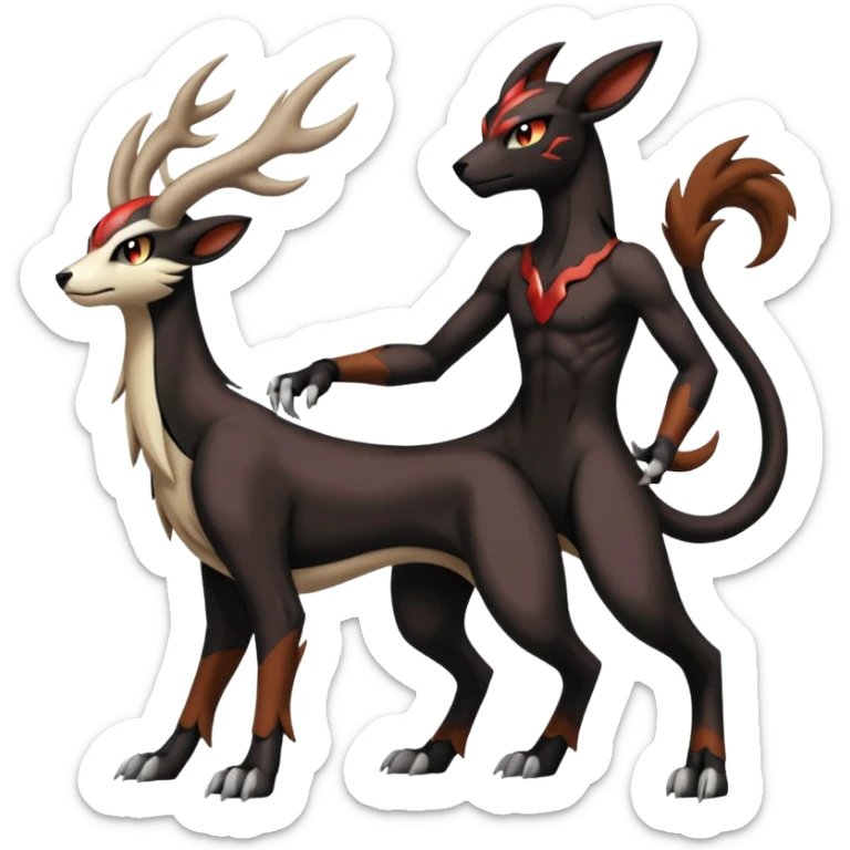 Darkrai-Houndoom-Crelly-Filian-Vedal-Meloetta-Fakémon-creature-hybrid-fusion, full body sticker