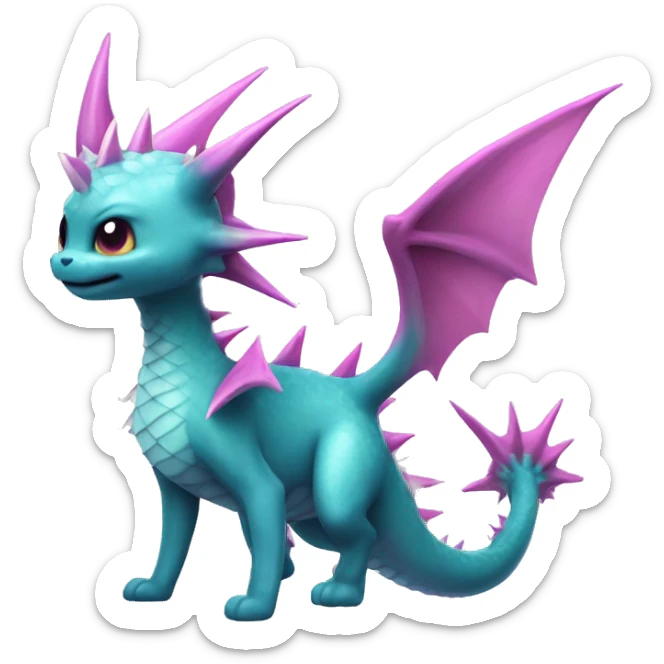Pink Edgy Vaporeon dragon With Fins and spikes full body sticker