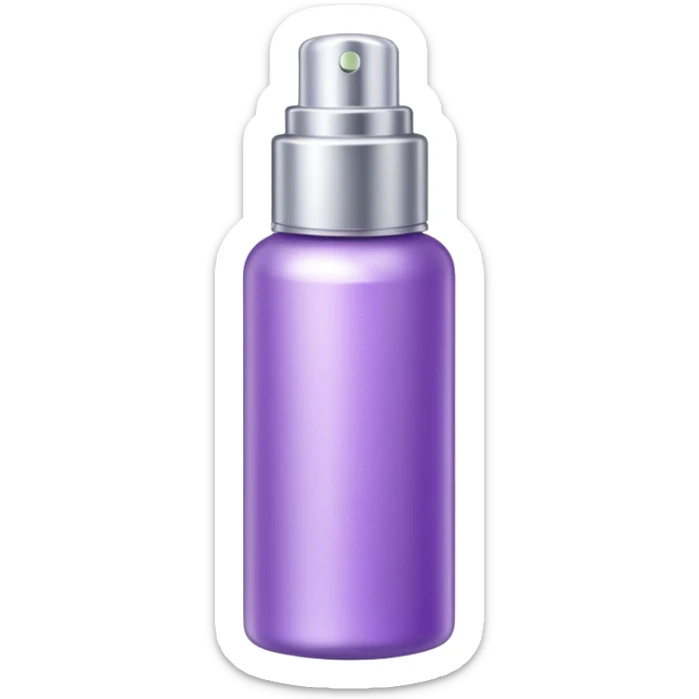 Emoji of a body highlighter spray. It is a small cylindrical purple bottle. sticker