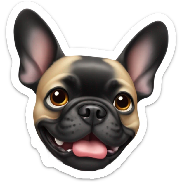 Black French bulldog with big ears tongue out sticker