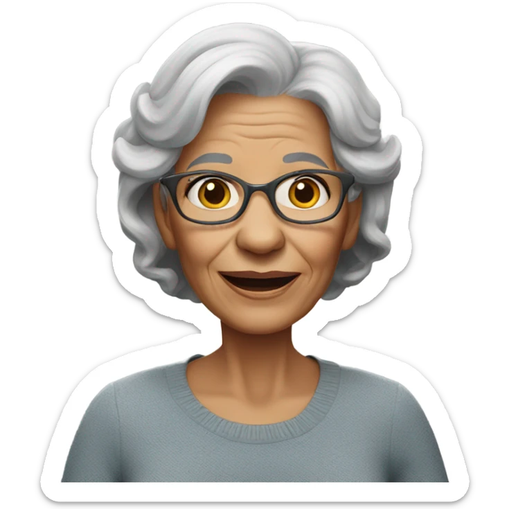 realistic portrait of a 66 year old woman with gray hair sticker