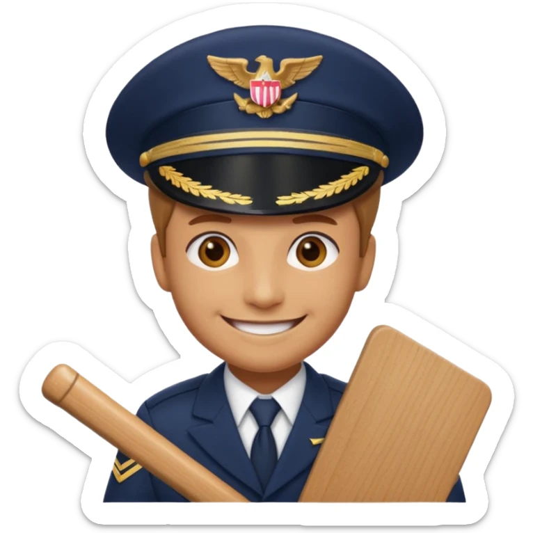 Slack-style emoji of a pilot wearing a navy captain hat holding a board with the text "WIP" on it sticker