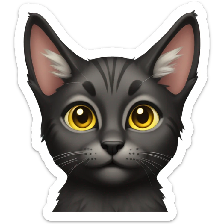 Pointed black ears like lynx sleek black furred cat full body yellow eyes  sticker