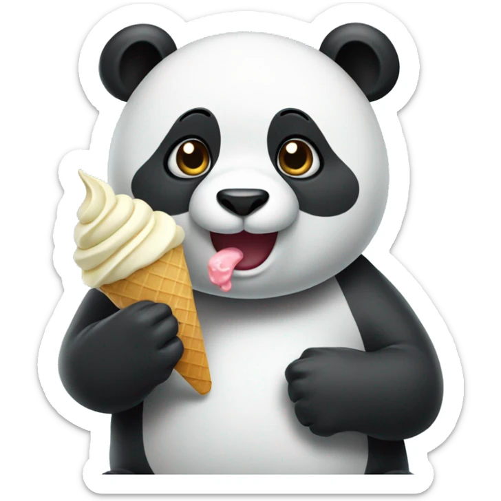 Panda eating ice cream sticker