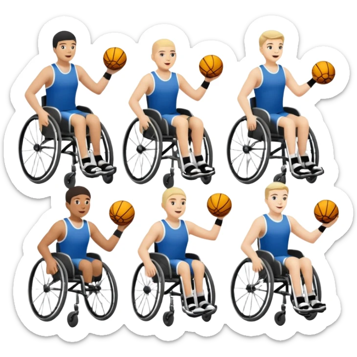des athletes handicapé en fauteuil, avec des protheses de james qui font du handisport sticker