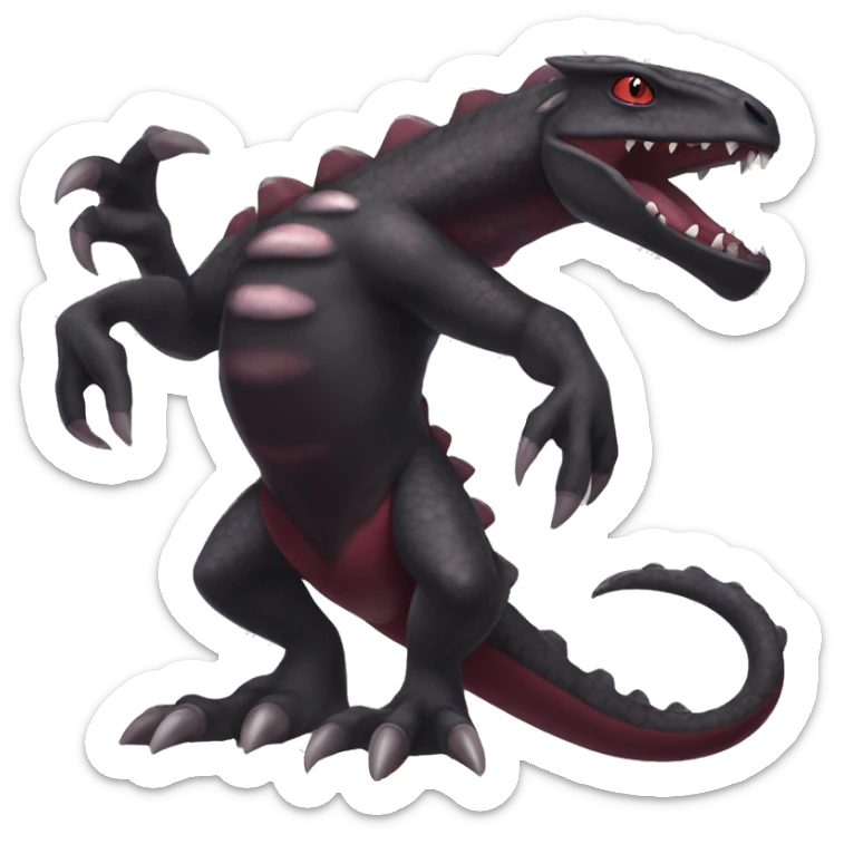 cool edgy black and maroon Dark-type nargacuga Salazzle  Salandite reptile Pokémon full body sticker