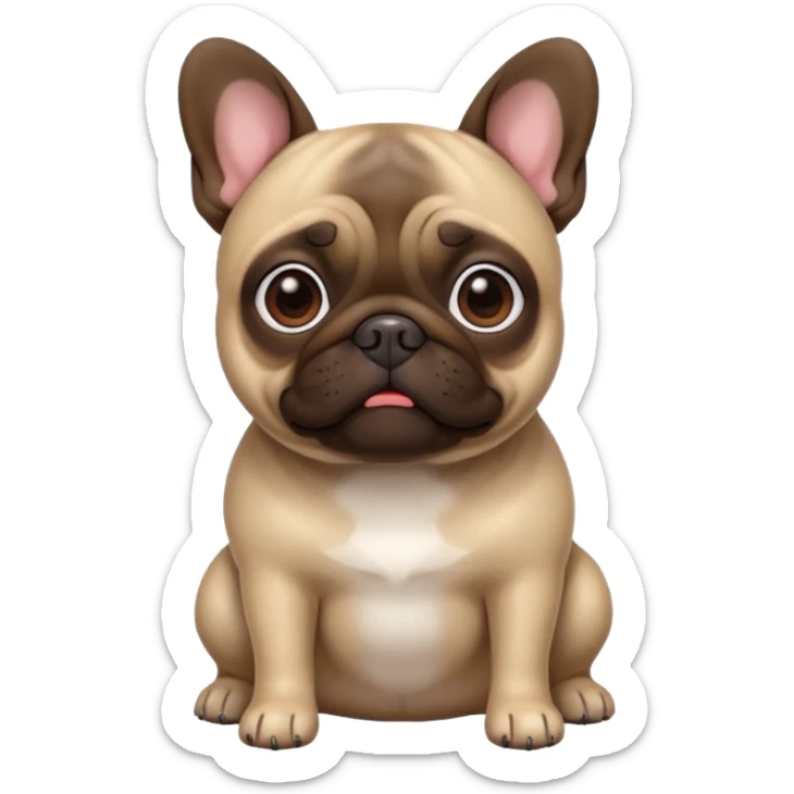 Dark Brown (pug crossed with french bulldog) dog I'd like a 3D emoji sticker