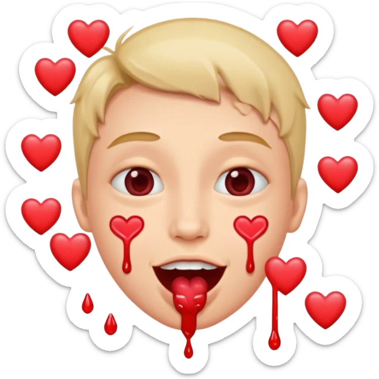 quelqu'un tres content avec des coeur a la place des yeux et de la salive qui coule de sa bouche. il faut des coeur a la place de yeux sticker