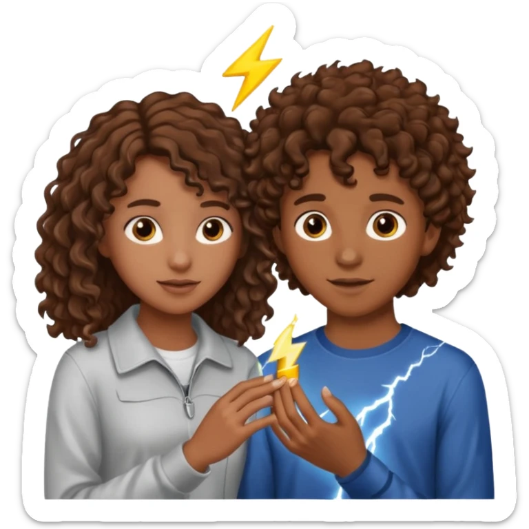a 15 year old girl with brown curly hair but she has lightnings in it with a brown haired boy who gave her a promise ring sticker