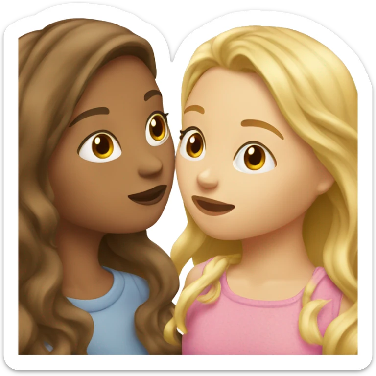 Blonde girl kissing brown haired girl sticker