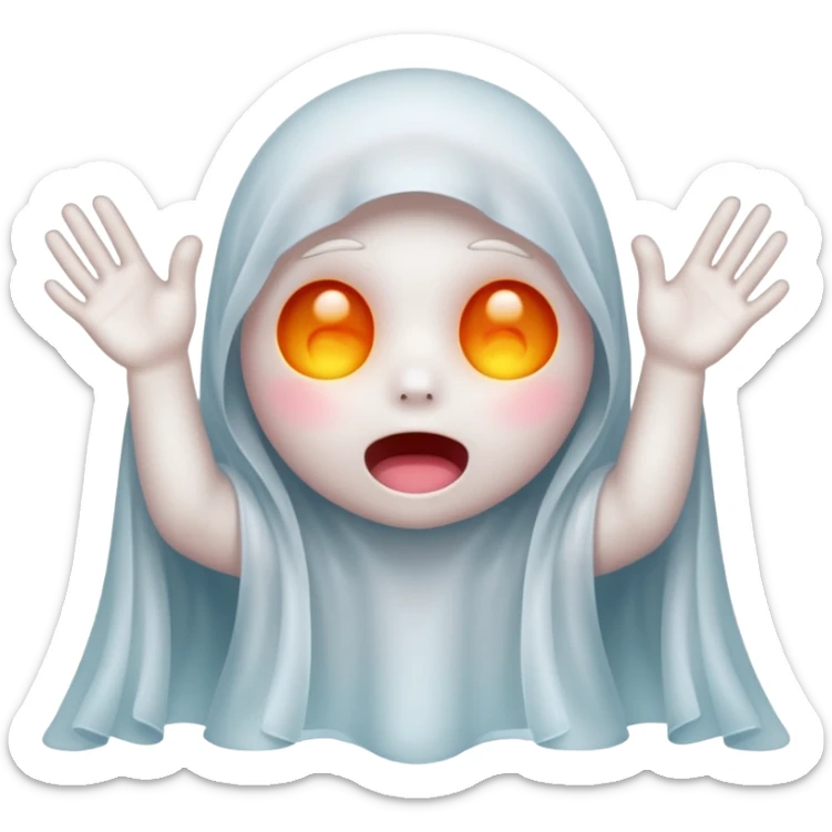 Okay those are wonderful, now make the ghost cover his eyes with cute little hands. Make sure the blush and the cuteness is retained sticker