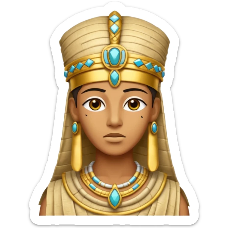 Mummy Pharaoh: Bandaged body with golden headdress and jeweled amulet.
 sticker