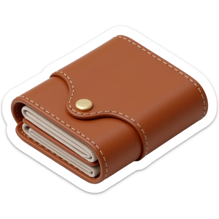 realistic leather wallet icon, skeuomorphism style sticker