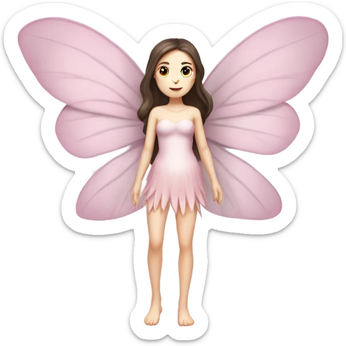 Pale skin, brunette fairy woman with pink wings full body sticker