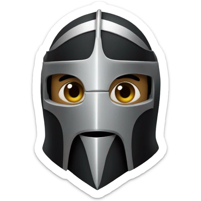 knight with no arms, no legs, black armor and top of helmet is flat sticker